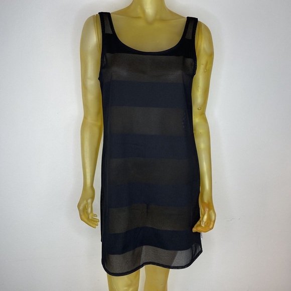 Speedo Dresses & Skirts - Speedo black mesh panel dress coverup swim striped panel cute
